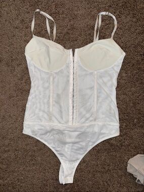 Free People White Mesh Underwire Bodysuit